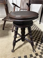 ANTIQUE BALL & CLAW FOOT ORGAN STOOL