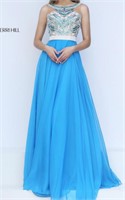 Blue Beaded Sherri Hill Dress  50395 Sz 12