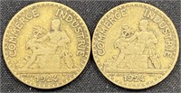 1924 - France  50 centimes coins