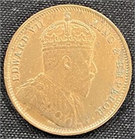 1909 - Ceylon half cent coin