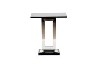Black lacquer and chrome Art Deco side table