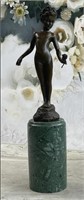 YOUNG GIRL NUDE ART DECO BRONZE BY MOREAU