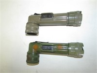 Two Vintage Military Issue Angled Flashlights