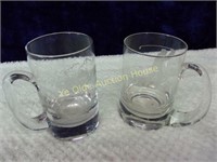 Two Glass Golfing Mugs With Applied Handles