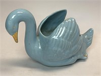 10” Blue Ceramic Swan Planter