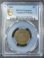 1869 TWO CENT PIECE PCGS GENUINE