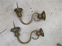 PAIR OF FRENCH BRASS CANDLE WALL SCONCES 19"T X