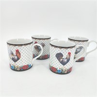 Lot of 4 Vera Bradley Rooster Coffee Mugs