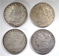 4-XF MORGAN DOLLARS: 1879, 80-S, 1900 & 01-O