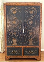 Decorated entertainment cabinet, 2 doors,