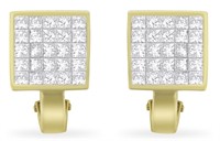 14k Gold Princess 3.20ct Diamond Stud Earrings