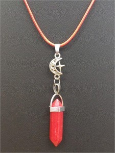 18" red Necklace with pendant