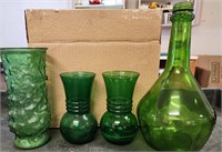 4 PC Emerald Green Glass ware