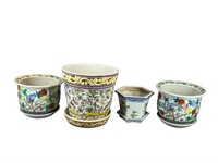 (4) Asian Style Ceramic Planters