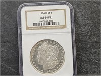 1904 O Morgan Silver Dollar   MS 64 PL