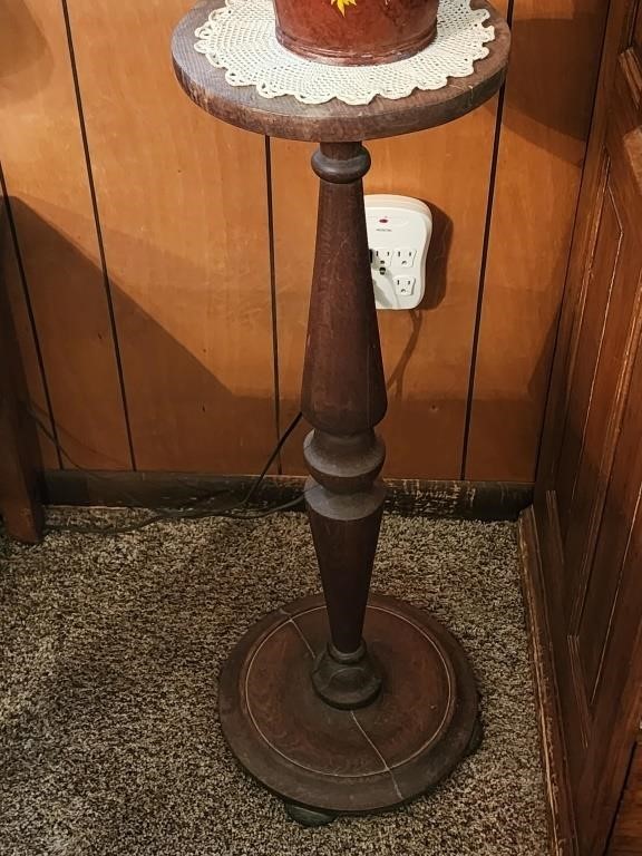 Vintage Wooden Plant Stand and Decor
