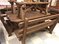 7 Piece Handmade Picnic Table Set w/ Benches