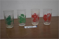 Four Vintage Character Juice Glasses
