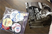Collection of Political Pins & Fan