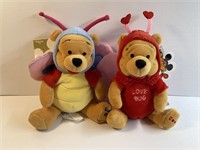 Lot of 2 Winnie The Pooh Love Bug Plush Toys