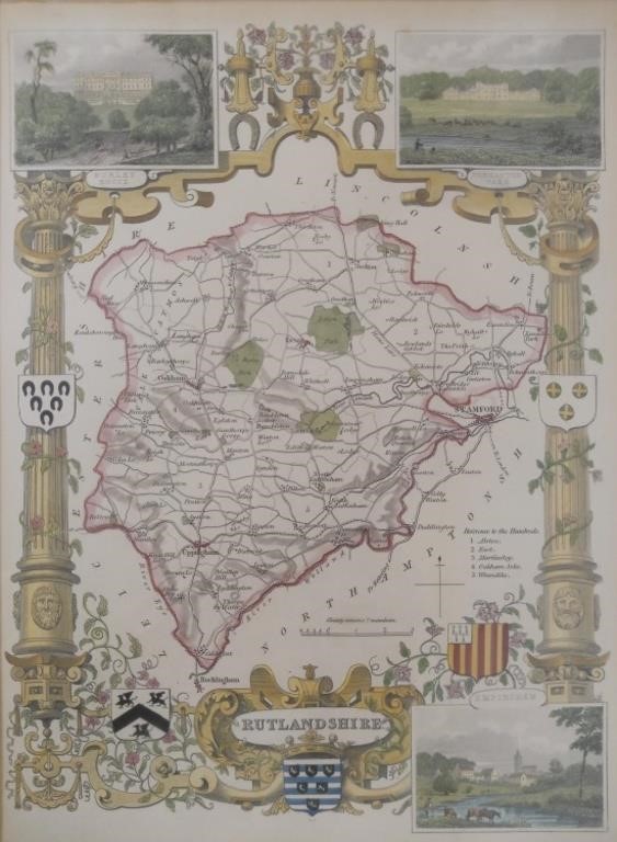 Antique c1840 Rutlandshire Map Thomas Moule