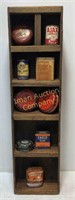 Wooden Box w/ Spice & Other Tins