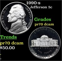 Proof 1990-s Jefferson Nickel 5c Grades GEM++ Proo