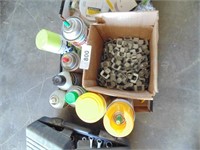 Assorted Spray Fluids & 7/16" Plywood Clips