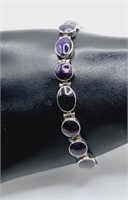 Sterling Silver Natural Purple Stone Bracelet