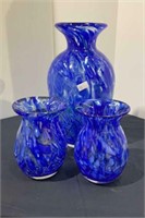 Vases - one large and two smaller multicolored