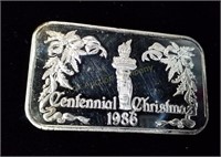 1986 Centennial Christmas Torch 1 Troy .999 Bar
