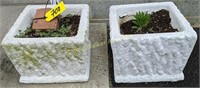 2 Concrete Planters. 12x12x9". In Front Of
