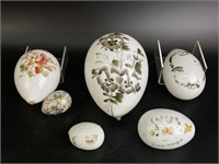 Vintage Milk Glass Hand Painted Easter Eggs