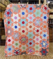 Hand Quilted Six Point Star Quilt.