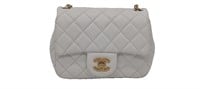 CC White Quilted Leather Half-Flap Mini Purse