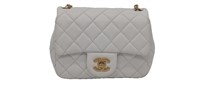 CC White Quilted Leather Half-Flap Mini Purse