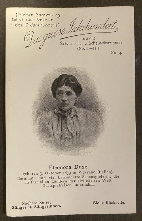 ELEONORA DUSE: Victorian THEEKANNE Trade Card
