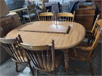 7 Piece -  Brown Dining Table W/Leaf