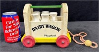 Vintage Playskool Dairy Wagon Pull Toy