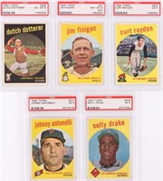 1959 TOPPS PSA GRADED BASEBALL CARDS - LOT OF 5