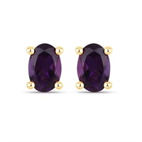 Plated 18KT Yellow Gold 0.84ctw Amethyst Earrings