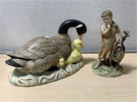 Ceramic Goose And Figurine