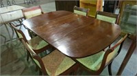 DUNCAN PHYFE DROP SIDE CHERRY TABLE W/6 CHAIRS