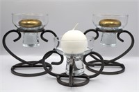 Modern Style Metal & Glass Votive Set (3)