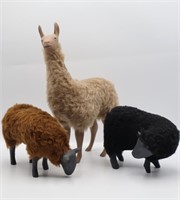 Handcrafted Clay Llama & Sheep Figures (3)