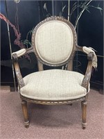Early 19th C. Carved French Louis XVI Arm Chair