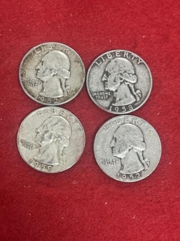 4 SILVER WASHINGTON QUARTERS