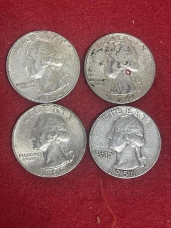 4 SILVER WASHINGTON QUARTERS