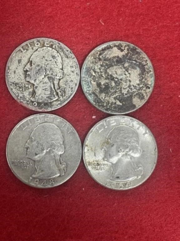 4 SILVER WASHINGTON QUARTERS