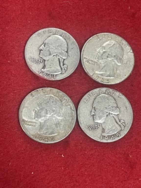 4 SILVER WASHINGTON QUARTERS